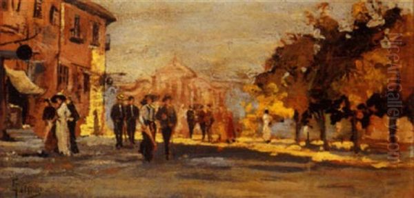 Una Passegiata Nells Piazza Oil Painting by Carlo Follini