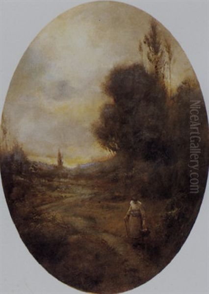 Paesaggio Con Figura Oil Painting by Carlo Follini