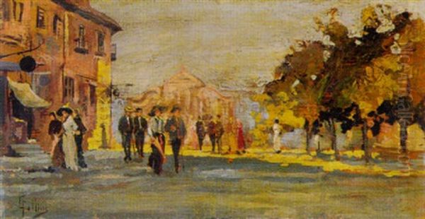 Flaneure Auf Der Strasse Oil Painting by Carlo Follini