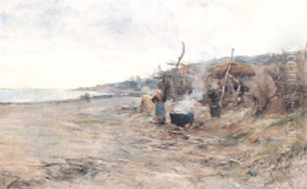 On The Beach Oil Painting by Carlo Follini