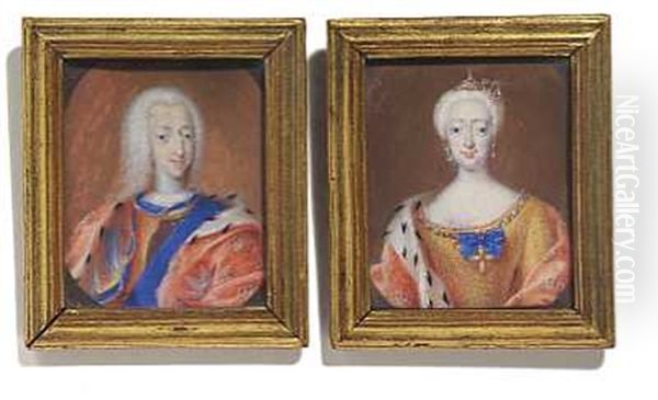 Christian Vi (+ Sophie Magdalene; Pair) Oil Painting by Christoffer Foltmar