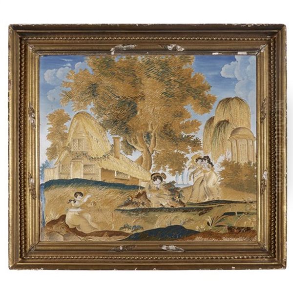 Embroidered Picture Oil Painting by Samuel Folwell