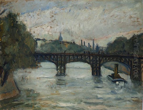 Il Ponte Di Ferro Sulla Senna, Parigi Oil Painting by Enrico Fonda