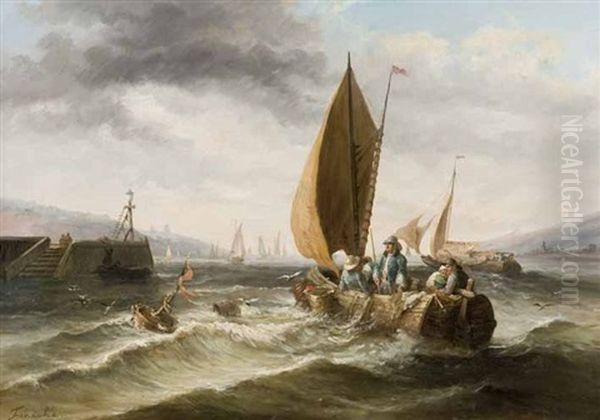 Depart Pour La Peche Oil Painting by Andre Foneche