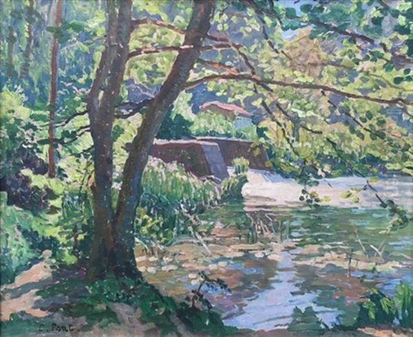 Riverside Oil Painting by Constantin Font