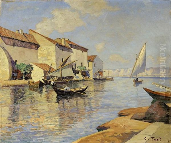 Village De Pecheurs, Le Martigues Oil Painting by Constantin Font