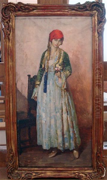 Portrait D'orientale En Pied Oil Painting by Constantin Font