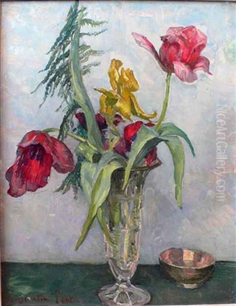 Bouquet De Tulipes Oil Painting by Constantin Font