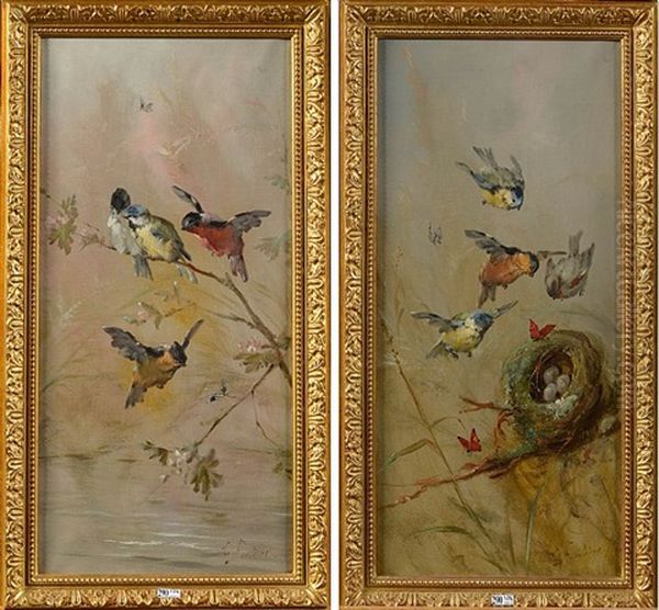 Branches Aux Oiseaux (2 Works) by Leon Fontaine