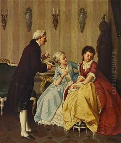 Den Unge Pige Kurtiseres Oil Painting by Pierre Francois Leonard Fontaine