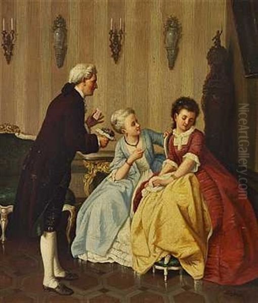 Den Unge Pige Kurtiseres Oil Painting by Pierre Francois Leonard Fontaine