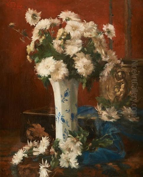 Gueridon Fleuri Oil Painting by Victor Fontaine