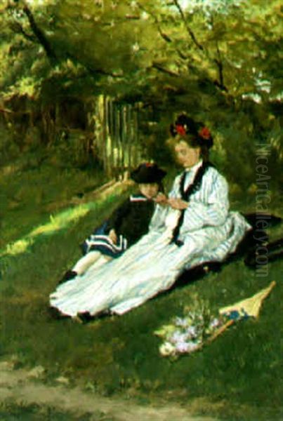 A Rest In The Park Oil Painting by Victor Fontaine