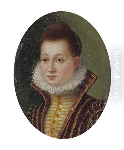 Portrait Of A Lady, Bust-length, In A Gold Embroidered Bodice With A High Collar And A Ruff Oil Painting by Lavinia Fontana