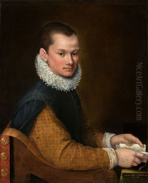 Portrait Of A Young Man At His Table Oil Painting by Lavinia Fontana