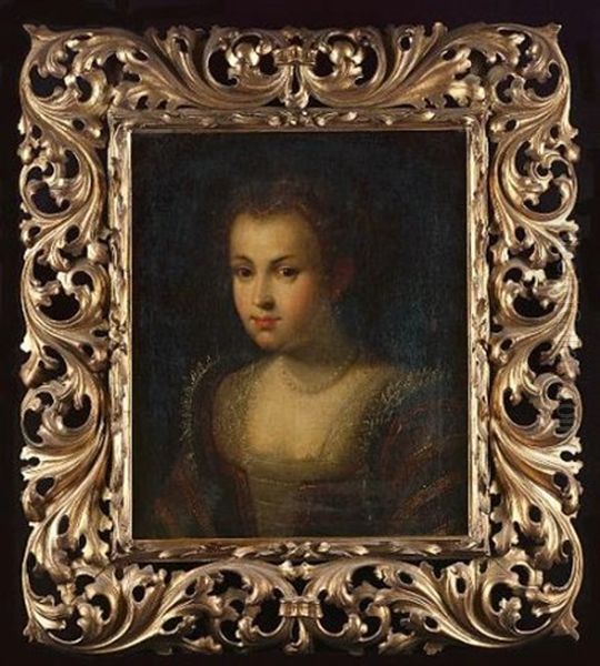 Portrait Of A Young Girl, Bust-length, In A Lace-trimmed Dress With A Pearl Necklace And Earrings Oil Painting by Lavinia Fontana