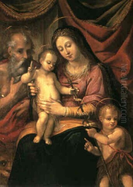 The Holy Family With The Infant St John Oil Painting by Lavinia Fontana