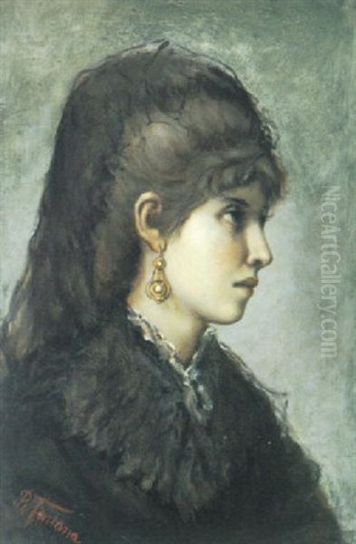 Portrait Eines Jungen Madchens Im Profil Von Rechts Oil Painting by Roberto Fontana