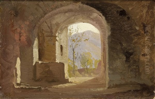 Chiostro Oil Painting by Antonio Fontanesi