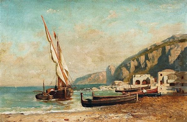 Porto Di Capri Oil Painting by Antonio Fontanesi