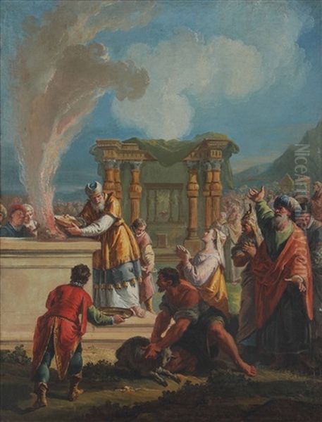 Mose Salvato Dalle Acque Il Sacrificio Di Aronne by Francesco Salvator Fontebasso