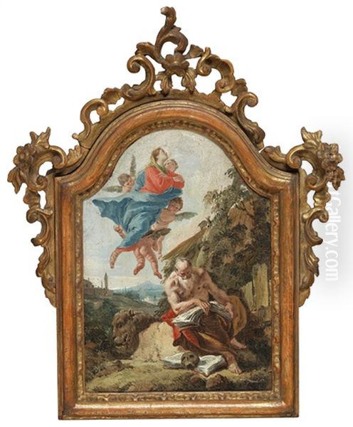 The Madonna Appears To Saint Jerome Oil Painting by Francesco Salvator Fontebasso