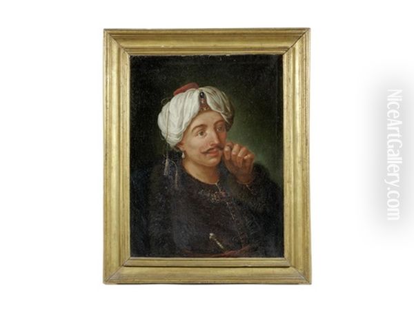 Portrait Of A Gentleman, Bust-length, In Turkish Costume Oil Painting by Francesco Salvator Fontebasso