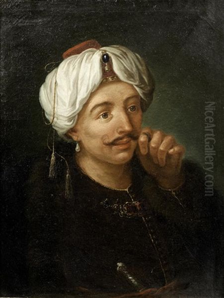 Portrait Of A Gentleman, Bust-length, In Turkish Costume Oil Painting by Francesco Salvator Fontebasso