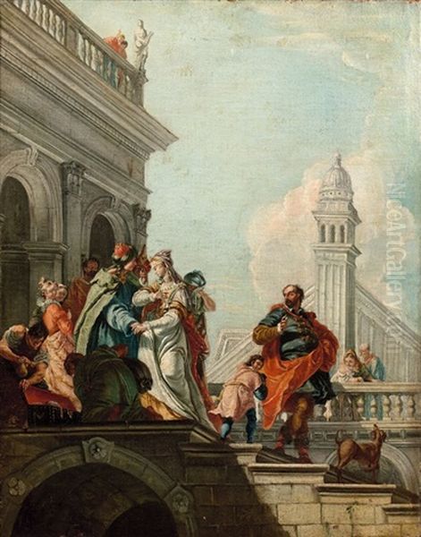 Alexandre Le Grand Et Roxanne by Francesco Salvator Fontebasso