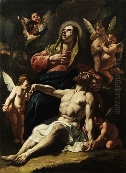 Maria Mit Dem Leichnam Christi Oil Painting by Francesco Salvator Fontebasso