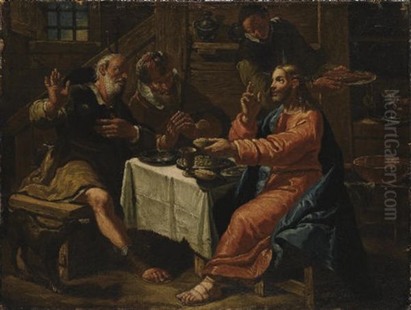 Cena In Emmaus Oil Painting by Francesco Salvator Fontebasso