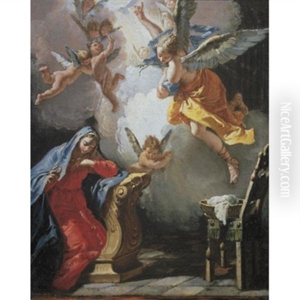 The Annunciation Oil Painting by Francesco Salvator Fontebasso