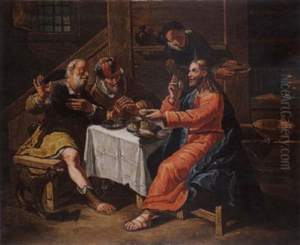 Cena In Emmaus Oil Painting by Francesco Salvator Fontebasso