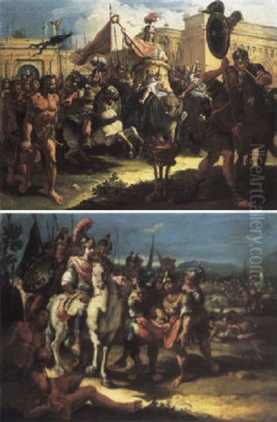 Porus Brought Wounded Before Alexander Oil Painting by Francesco Salvator Fontebasso