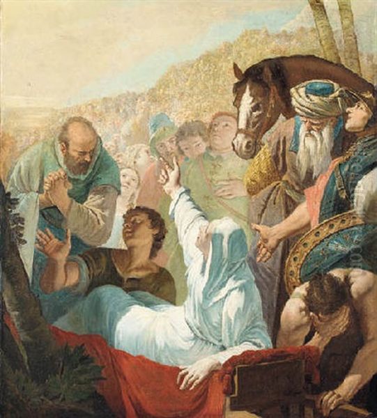 The Miracle Of The Cross Oil Painting by Francesco Salvator Fontebasso