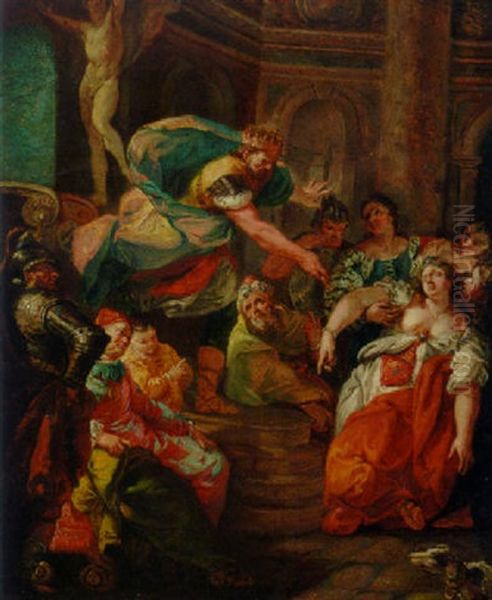 Esther Swooning Before Ahasuerus Oil Painting by Francesco Salvator Fontebasso