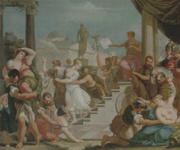 The Rape Of The Sabine Women Oil Painting by Francesco Salvator Fontebasso