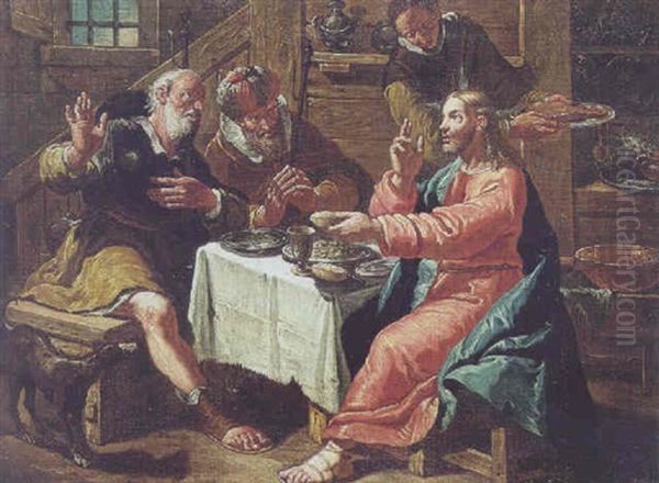 Kristus I Emmaus Oil Painting by Francesco Salvator Fontebasso