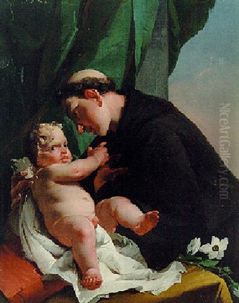 Saint Anthony Of Padua Adoring The Christ Child Oil Painting by Francesco Salvator Fontebasso