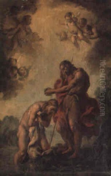 The Baptism Of Christ Oil Painting by Francesco Salvator Fontebasso