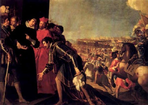 Troilo Orsini, Who Brings Aid From Cosimo I De' Medici In   Florence For King Charles Ix Of France... Oil Painting by Anastasio Fontebuoni