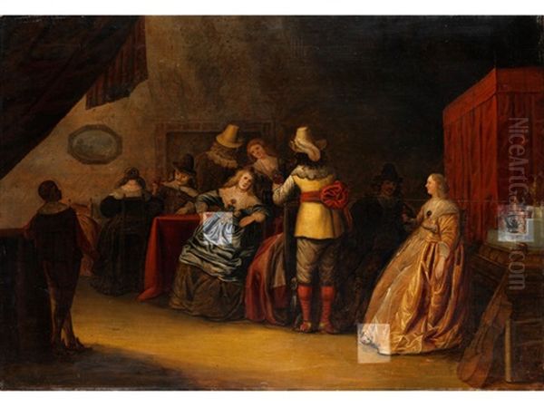 Gesellschaft In Einem Niederlandischen Innenraum Oil Painting by Adriaen Lucasz Fonteyn