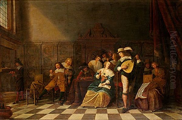 Musikunderhallningen Oil Painting by Adriaen Lucasz Fonteyn