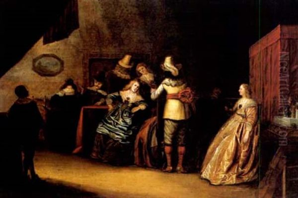 Elegante Gesellschaft In Interieur by Adriaen Lucasz Fonteyn