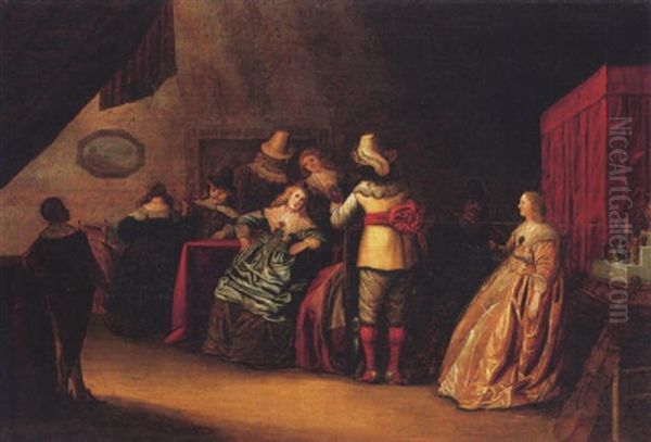 Elegante Gesellschaft In Interieur Oil Painting by Adriaen Lucasz Fonteyn