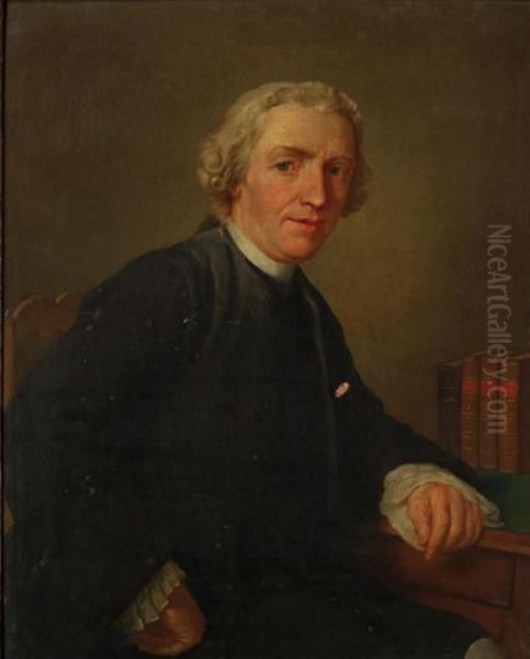 Portrait D'homme Accoude Sur Une Table Oil Painting by Etienne Aubry