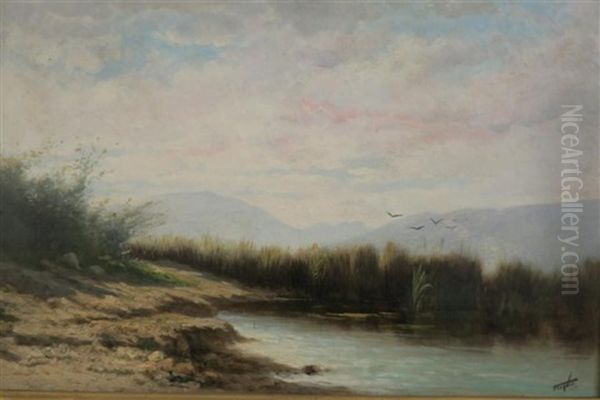 Paysage A L'etang Oil Painting by Horace-Antoine Fonville