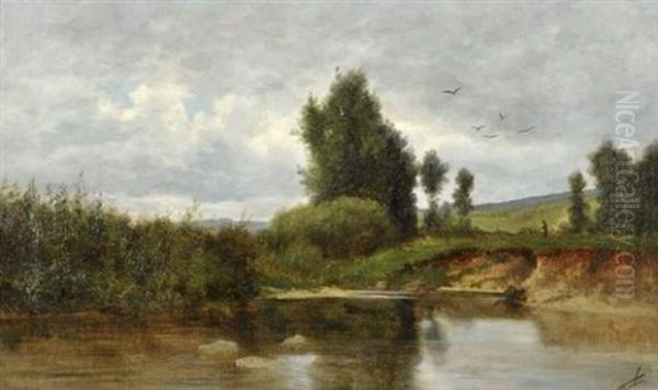 Les Bords Du Fiers A Rumilly Oil Painting by Horace-Antoine Fonville