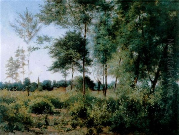 Eglise De Montagnet Pres Des Bois De Rivoire Oil Painting by Horace-Antoine Fonville