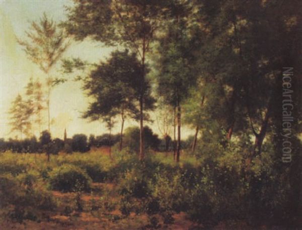 Lichte Waldlandschaft Mit Kirchlein Im Hintergrund Oil Painting by Horace-Antoine Fonville